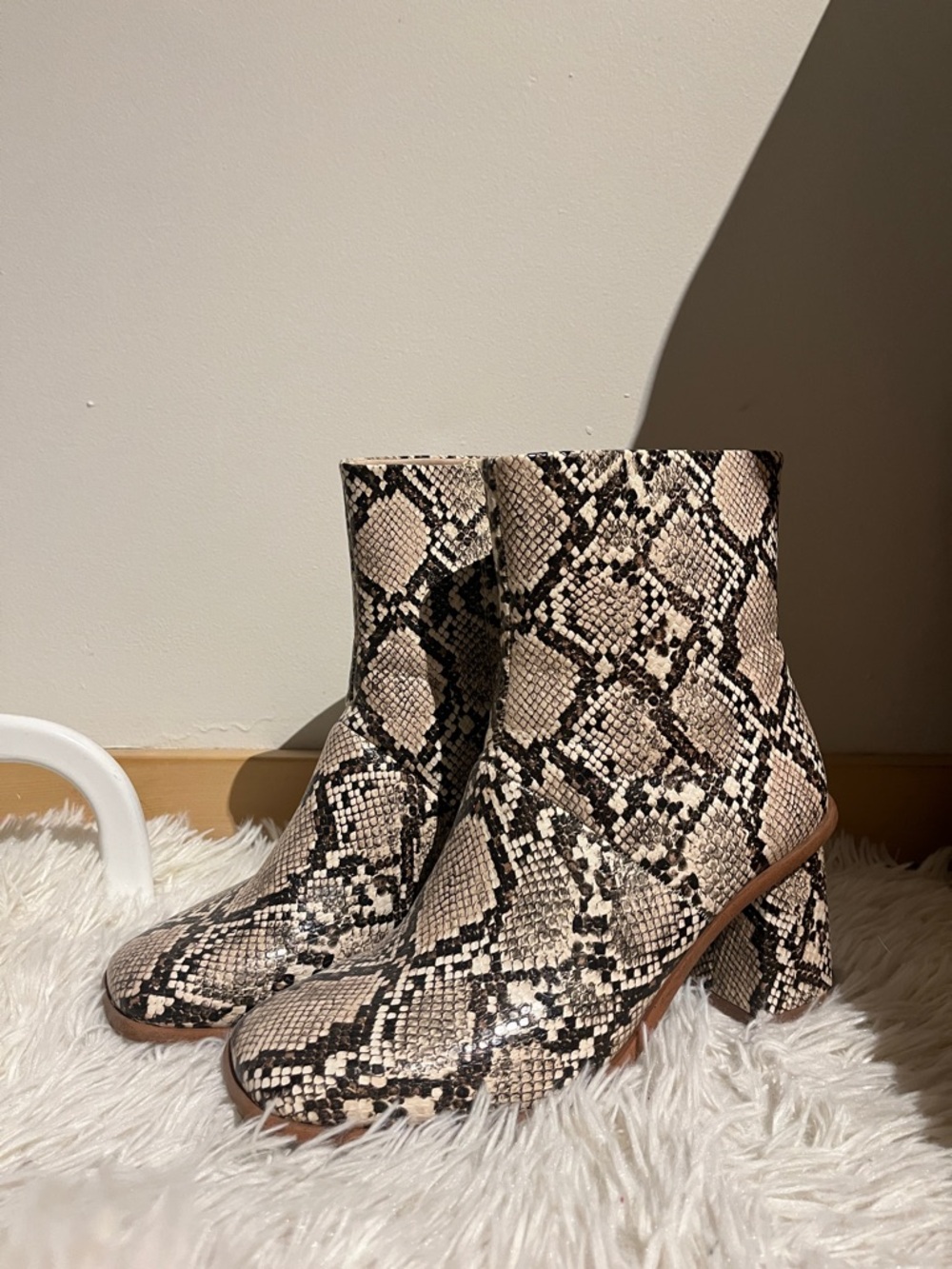 Snake-Print Ankle Boots